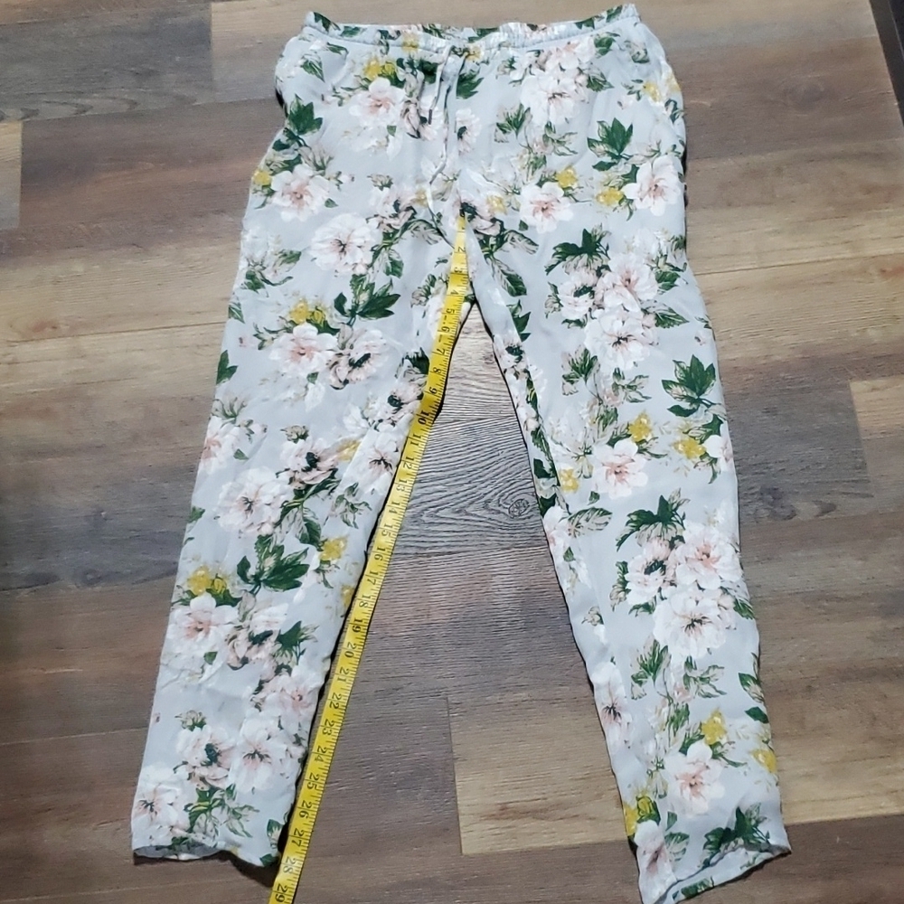 Joie silk floral lined drawstring casual pants with pockets